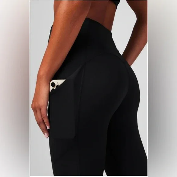 NWT- Fabletics PureLuxe High-Waisted Pocket 7/8 Leggings -BLACK (24”)- BACK LOGO - Picture 10 of 12